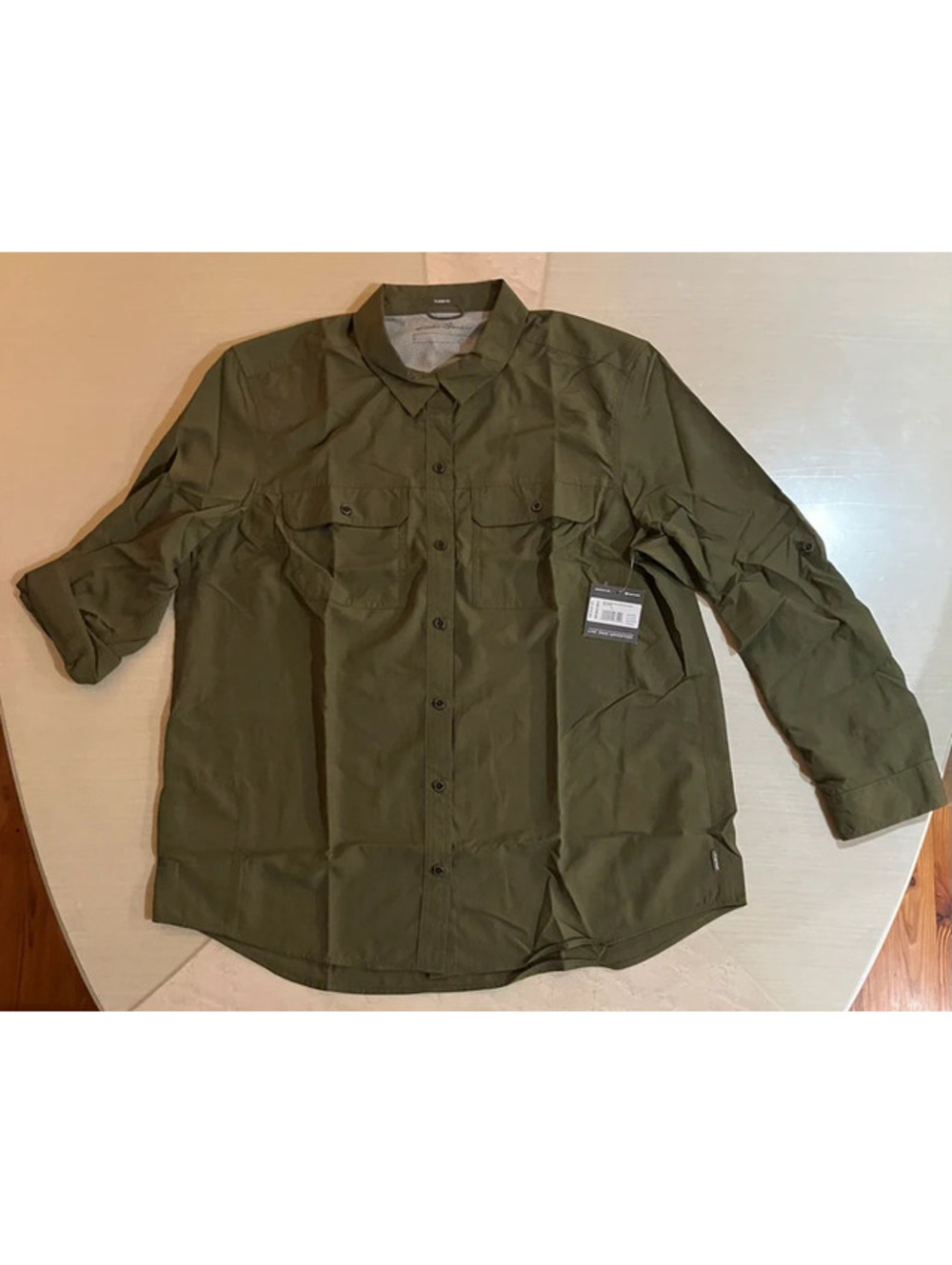 Eddie Bauer Womens Mountain Ripstop Shirt L Sage Green Long Sleeve Hiking NWT